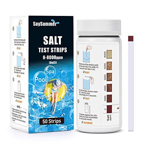 Ленти за тест за сол со сол, 50 ленти за тестирање на сол за сол за бањата со топла када, комплет за тестирање на базен со солена вода за содржина