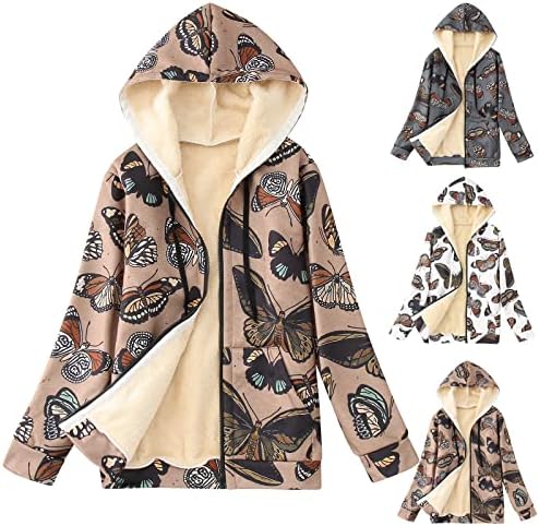 Женски јакни со качулка, зимски обложени џемпери, топло руно палта Зимска симпатична волна надворешна облека врвови