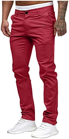 Машки обични панталони со високи половини, панталони со права нозе тенок вклопуваат лесни спортски панталони на отворено со џебови