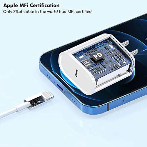 Брз полнач на iPhone, долг 10 ft [Apple MFI овластен] USB C до молња кабел 10 стапало со кабел за полнач од типот C тип Ц, блок за приклучок