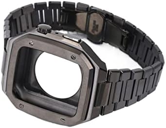 Лента од не'рѓосувачки челик Ееомоик+метал куќиште за опсег на Apple Watch 8 7 6 SE 5 4 3 Нараквица за iWatch Serie 41mm 45mm 38mm