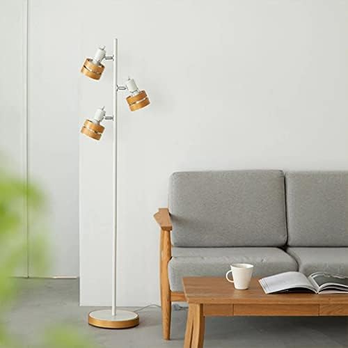 SMLJLQ Скандинавско цврсто дрво 3 глава LED мека мебел за мебел дневна соба Студија за спална соба Креативна далечинска контрола на подот
