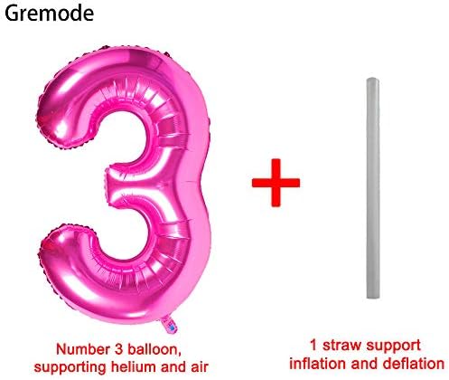 Розова 3 Балони, 40 Инчен Роденден Фолија Балон Партија Украси Снабдува Хелиум Милар Дигитални Балони