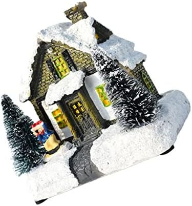 Нолитој 3 парчиња Пара Меса де Божиќна приказна село Божиќно село фигурини керамички Божиќни куќи умбилка куќа украси украси блескави Божиќни кабини