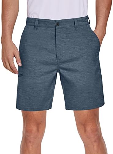 Хибридни шорцеви за голф Puli Mens 7 -инчен фустан за пешачење рамна предна сува лесна табла Кино со џебови