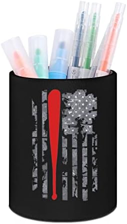 Американски знаме Бејзбол лилјак Пу кожни моливи за моливи на тркалезно пенкало за садови за контејнери за канцеларија за канцелариски