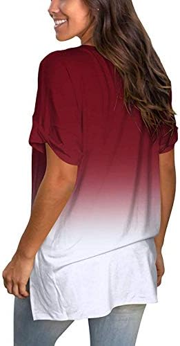 Женско тело одговара на врвови, модна атлетска камера за жени плус големина празник краток ракав градиент во боја блузи