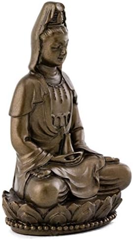 Врвна колекција Мала декоративна статуа на јин - скулптура со рачно насликана гвана јин со бронзен финиш изглед - 3 -инчен источноазиско