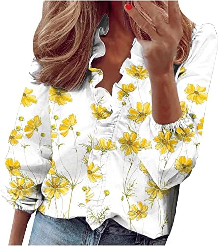 Облека мода V врат графички обичен пилум Топ маичка за дами со долг ракав, летен есен женски 64 64 64