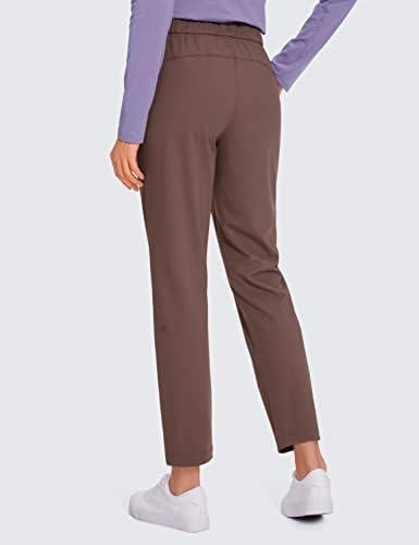CRZ јога женски 4 -насочни панталони за голф на глуждот на глуждот - 7/8 фустани Работни панталони џебови Атлетски јога патувања за