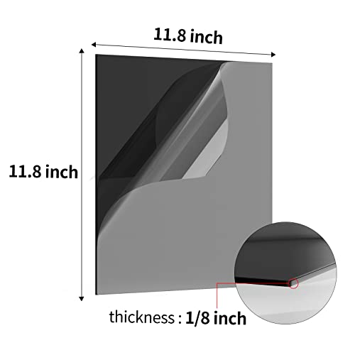 Aomuwke 10pcs црн акрилен лим фрлен плексиглас 11.8x11.8x1/8 инчи, дебела плексиглас дебела плексиглас црн пластичен лист за DIY дисплеј, занаетчиски