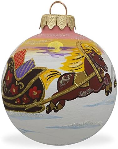 Санка со подароци и божиќен украс на топката со коњи 3,25 инчи