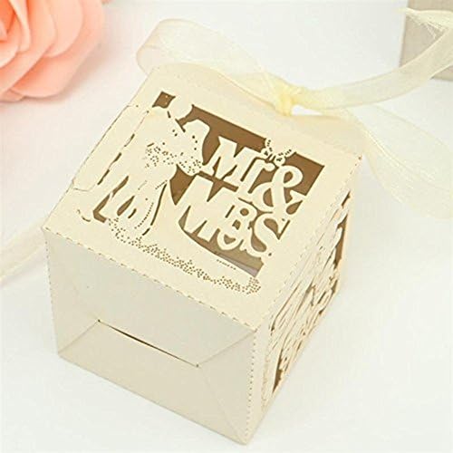 Sorive® 50x ласер исечете ја бисерната хартија забава свадба за свадбени кутии за бонбони кутии за подароци