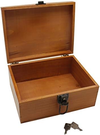 VKSG гроздобер дрвена кутија за складирање со шарки за заклучување на капакот за украси за украси од дрво