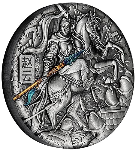 2021 de Modern Commorative Powercoin Zhao Yun Антички кинески воин 5 мл Сребрена монета 5 $ Tuvalu 2021 Доказ