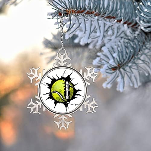 Пукна топка тениски украси за новогодишни украси за снегулки Тенис метал персонализирани божиќни украси 2022 Божиќни чувари Нова Година подароци