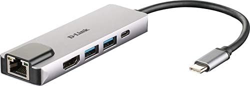 D-Link DUB-M520 5-во-1 USB-C Центар Со Испорака На Енергија, HDMI 1.4, Gigabit Ethernet RJ-45 и 2 USB 3.0 Пристаништа За Macbook Pro
