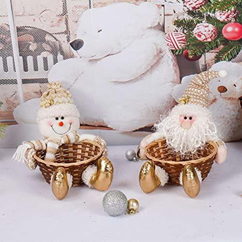 Nuobesty Божиќни бонбони за складирање на садови за складирање Декорација Дедо Мраз за складирање на Дедо Мраз, Фестивна ткаени ратан