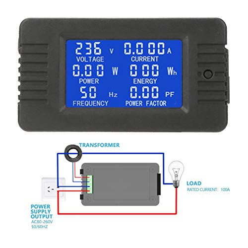AC дигитален метар Walfront PZEM-022 AC 80-260V 100A LCD дисплеј мултиметар AC струја на напон на напон на напон на напојување Енергетски панел