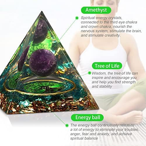 Оргонит заздравувачки кристал и камен оргон пирамида аметистична сфера животно дрво бланс чакрас пирамида медитација помага спиење, здравствена