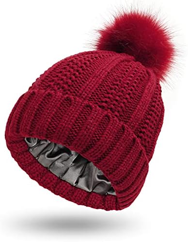 Henените на Хенјоке, бени капи Зимски сатен наредени плетени гравчиња, дебела череп капаче мека топла капа за скијање на отворено