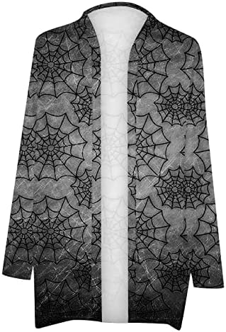 Maseенски моден кардиган - Кардиганс за Ноќта на вештерките - Дами со долг ракав Печати лабаво вклопување на отворено предно -палто