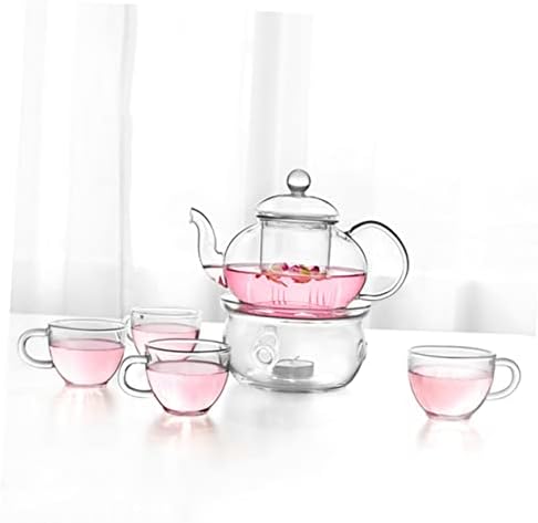 Cabilock гроздобер чајник од не'рѓосувачки челик сет чиста чајничка со чајни чаши чаши чај чаши чаши стакло чајник сет шпорет цвет чајник