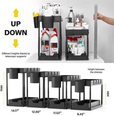Голема кујна на Epsy, 2 нивоа решетката за сушење на садот и поставете ја прилагодливата висина под организаторите на мијалникот и складирањето