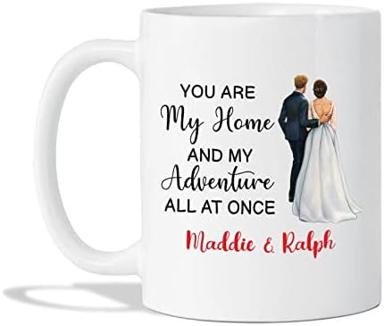 Персонализирани сте мојот дом и мојата авантура сите одеднаш кафе -чаша - Прилагодени чаши за сопруг и жена - Прилагодено оженет подарок