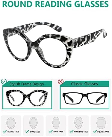 Очила за читање со 4 пакувања за читачи за жени со голема рамка +0,50