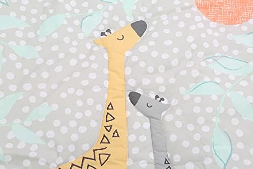 3 парчиња сива жирафа тематска расадник за креветчиња за постелнина сет унисекс бебе жирафа креветче поставено ватенка здолниште поставен