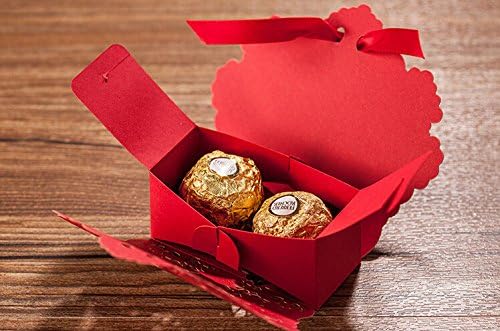 Worldoor NEW 50PS кинески црвен ласерски кутија за бонбони, торби за подароци за венчавки, кутии за бонбони и подароци