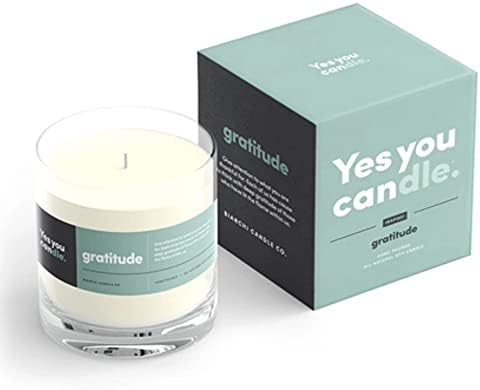 Да, свеќа - благодарност, инспиративна 8oz високо -мирисна соја свеќа, направена во САД, одлична порака, чисти есенцијални масла, ароматерапија,