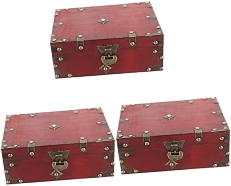 Алипис 3 парчиња Антички Накит Кутија Орнаменти Кутија За Складирање Железо Додатоци Црвено
