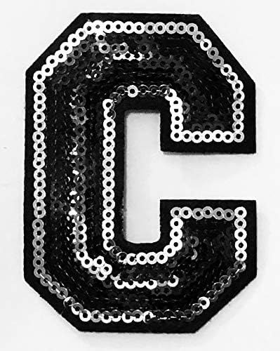 Буква од 3 инчи црно-сребрена секвенка A-Z Iron-on Patch Applique Araptice Letter Letter