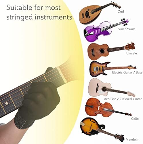Нараквици за гитара за десна и лева вежба Електрична бас акустична гитара, со 4 бисерни целулоидни избори 0.018 '', 0,028 '', 0,038 '', 0,048
