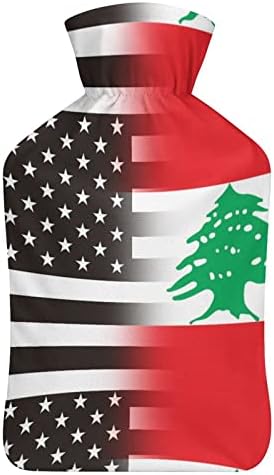 Црно Бело Знаме На САД Либан Шише Со Топла Вода 1000 мл Со Мек Капак Отстранлив Топол Ладен Пакет Вреќа За Вбризгување Вода За Раце