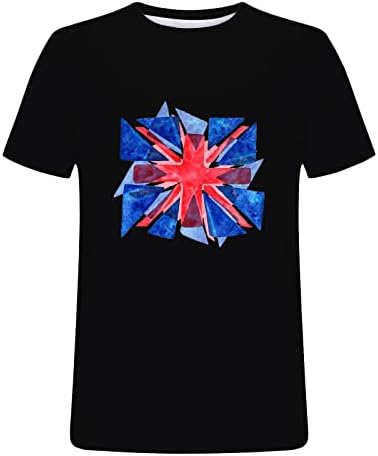 Унион Џек Блузи За Жени Блуза Со Кратки Ракави Екипаж 2023 Празнични Кошули За Крунисување На Кралот Чарлс Велика Британија Кошула За Печатење