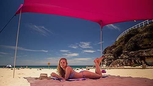 Сончево сонце на плажа Цигишад Плажа - лесен шатор за сончева сенка со сидра со вреќи со вреќи и 4 бесплатни штипки | UPF50+ UV Квалитет