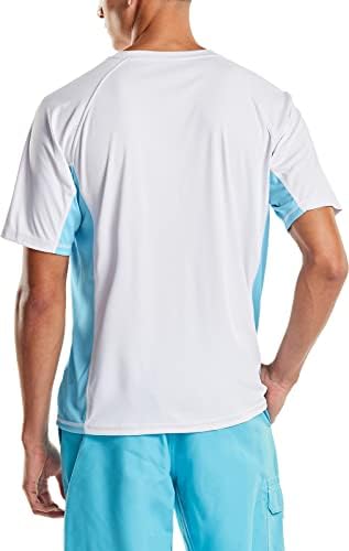 Кошули за пливање на машката „Машка Rashguard“, UPF 50+ кошула со кратки ракави со лабава, UV ладно суво вклопување во атлетски кошули со вода