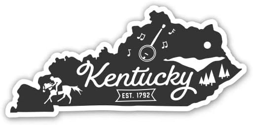 Squiddy Kentucky State Shape Vintage Retro Style - Decal на налепница за винил за телефон, лаптоп, шише со вода