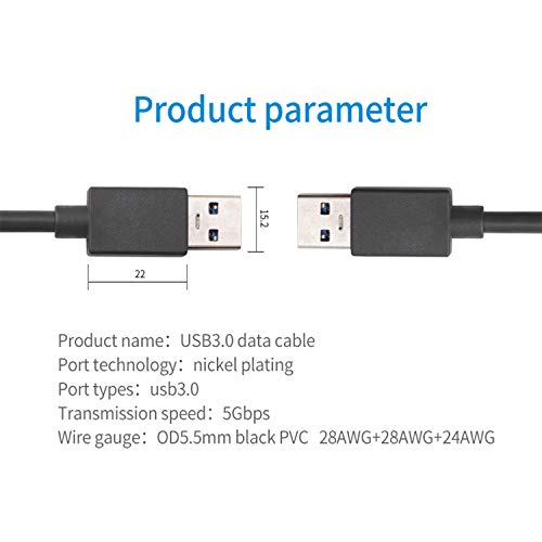 Satellitesale Digital USB 3.0 Data Cable Машки до машки тип А суперспејд 5Gbps Универзална жица ПВЦ црн кабел 6 стапки 6 стапки