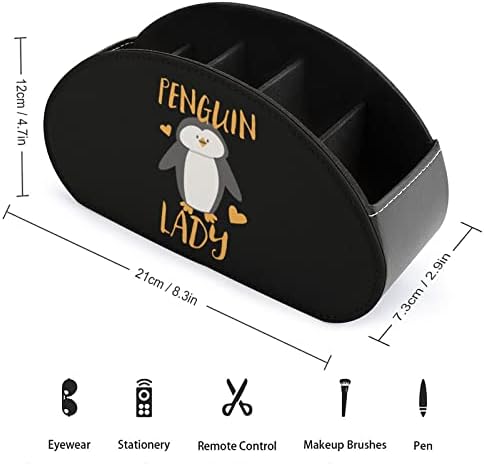 Penguin Lady Pu Faire Remote Contlors Lounder Desktop Storage Coxizer Box со 5 оддели