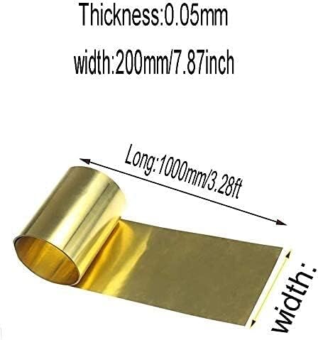 Месинг плоча од месинг чиста бакарна листока фолија H62 метал метал тенок лист лента за фолија Shim 200mm/7.87inchx1000mm/39. 9 -инчен мела за обработка на метална плоча Метална фо?