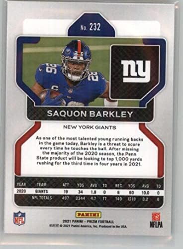 2021 Panini Prizm 232 Saquon Barkley New Yorks Giants NFL Football Trading Card