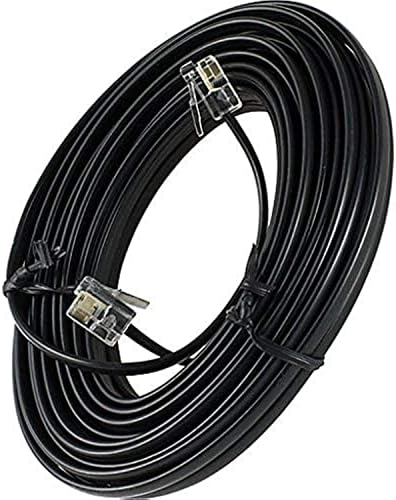 Бистра од 15 стапки Црн телефон Телефонски кабел за продолжување на кабелот со стандардни приклучоци RJ-11