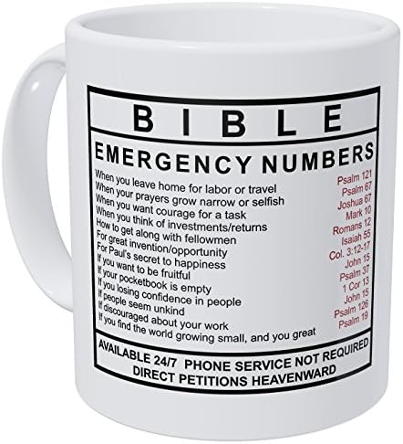 Вампумтук Библиски броеви за итни случаи 11 унци смешна кригла за кафе
