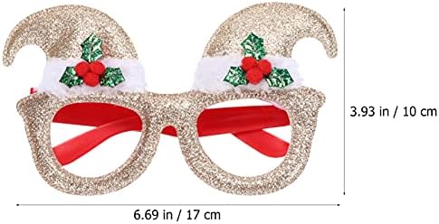 Pretyzoom Santa Beanie Hat Christmas Eyeglasses Божиќна капа во форма на очила за очила за очила, сјај Божиќна декорација на очите
