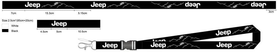 Ау-Томотиво злато, ИНЦ. Официјално лиценциран за Jeep Mountain White Image на црниот универзален ланец на клучеви за ланјард
