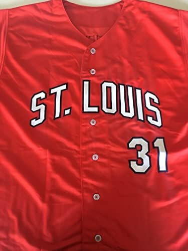 Ленс Лин потпиша автограмиран црвен бејзбол дрес Бекет Коа - Големина XL - Сент Луис стомна